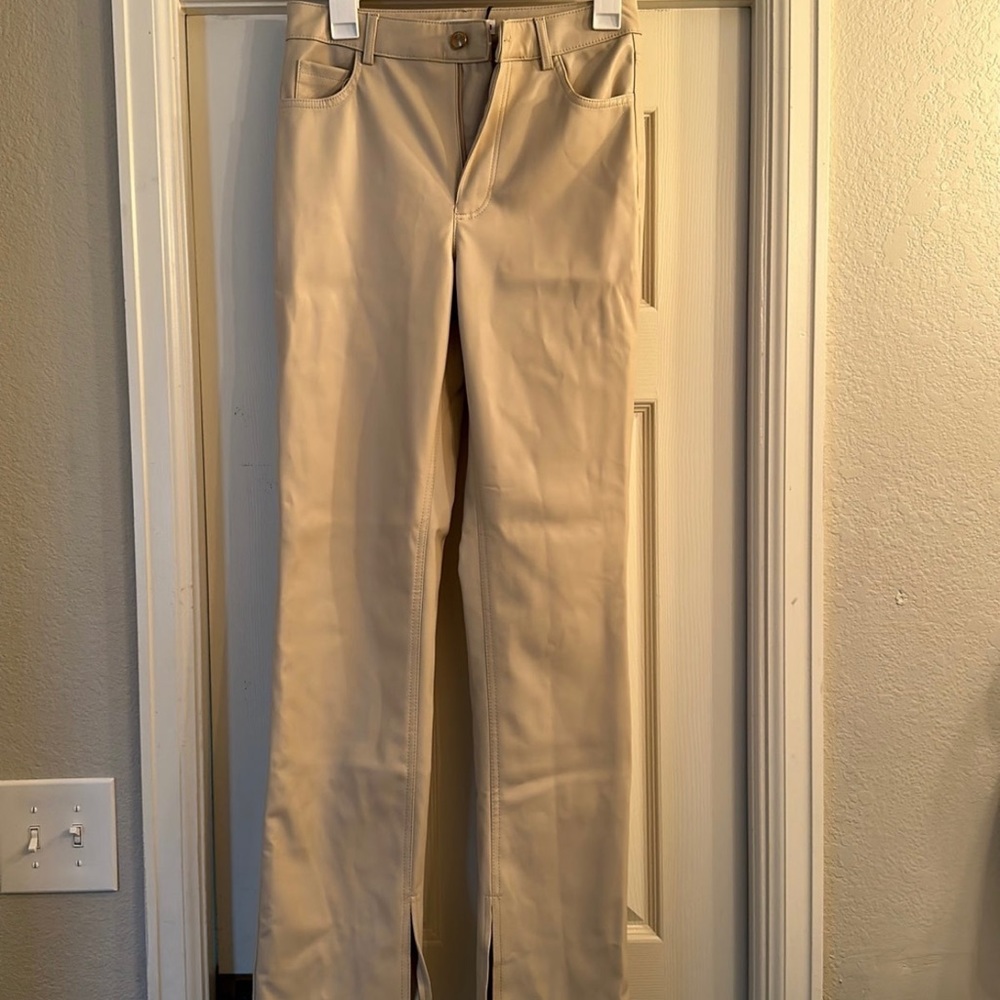 Zara leather pants - cream colored